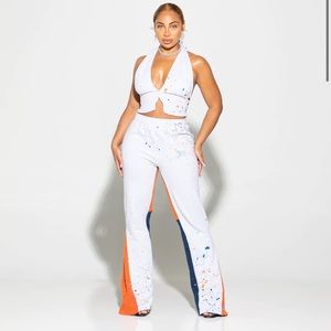 FPD Light grey paint splattered co-ord set. Sweat pants + tank top.